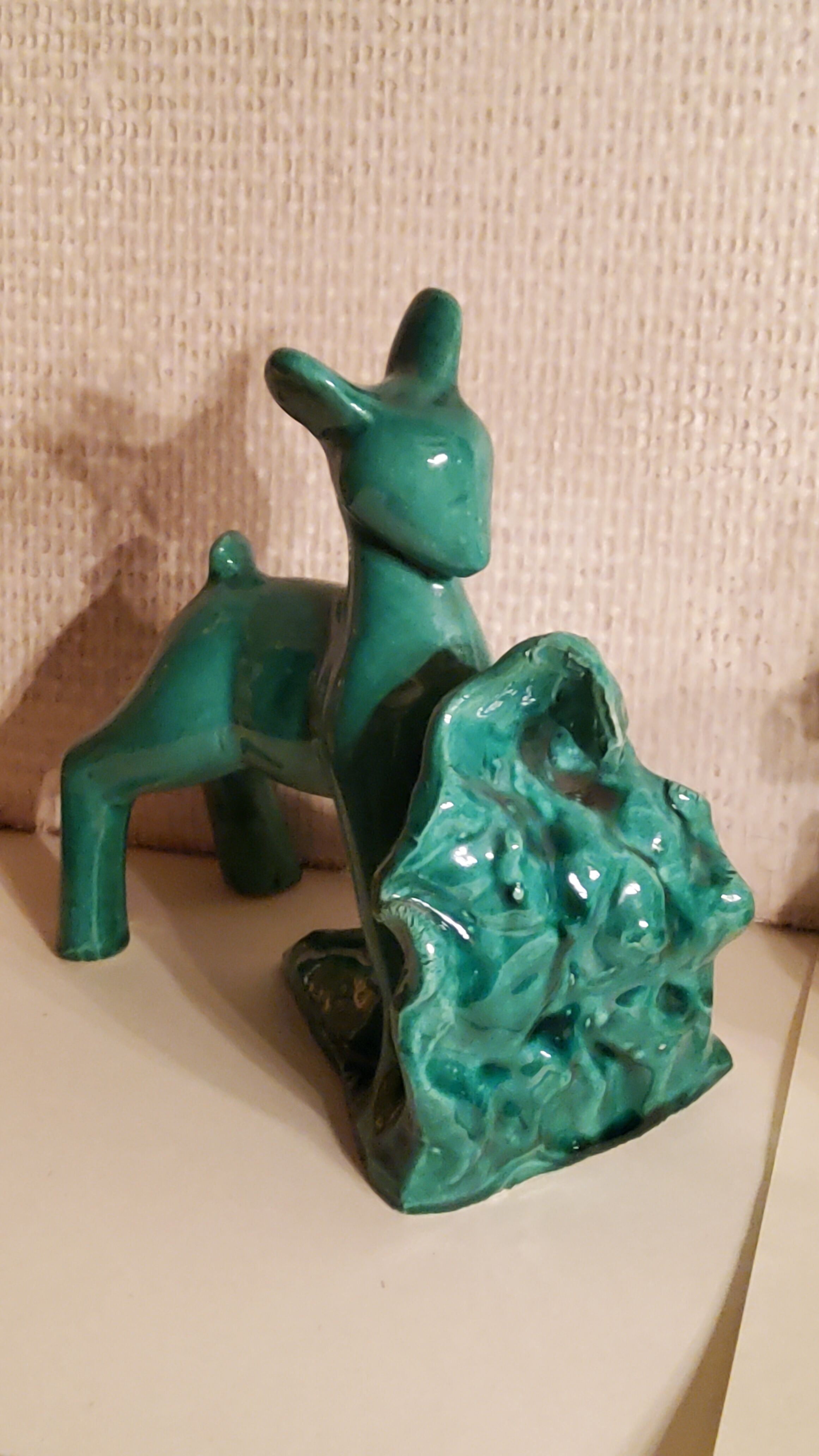Pair of bookends from the 50s in green glazed ceramic