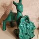 Pair of bookends from the 50s in green glazed ceramic