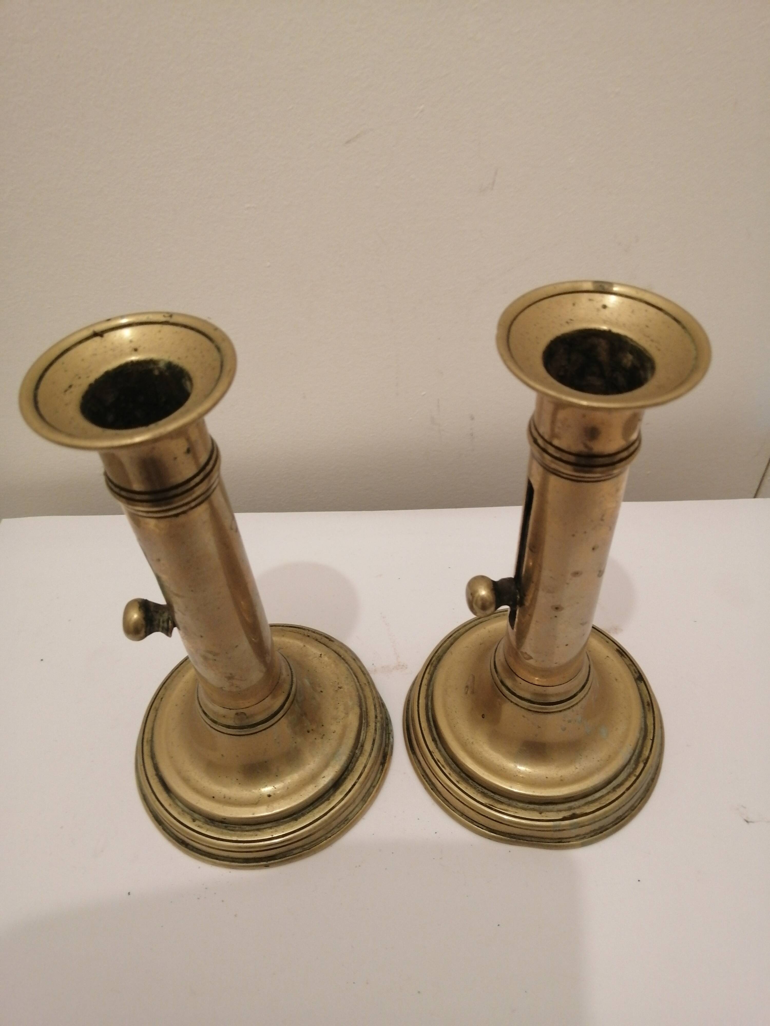 Two vintage copper candle holder