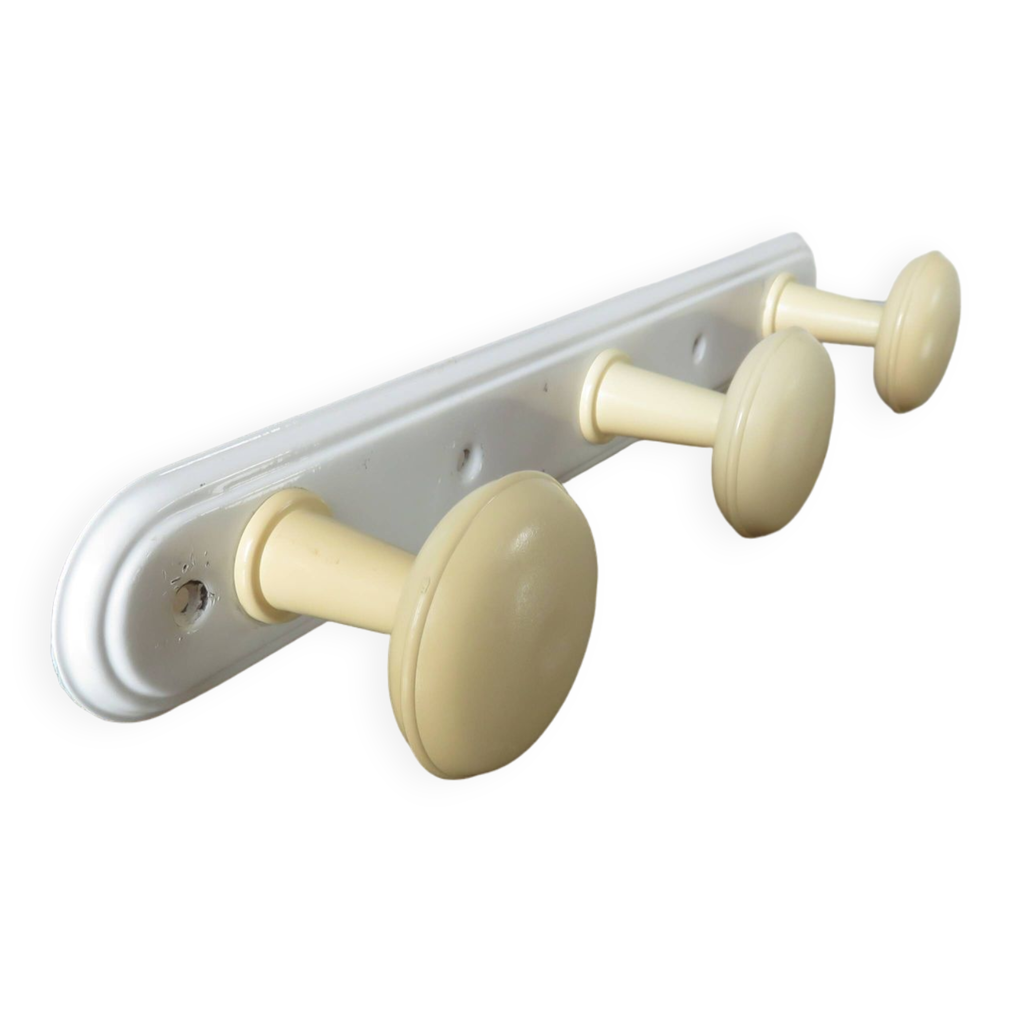Wall coat rack with 3 coat hooks in bakelite from the 50s and 60s
