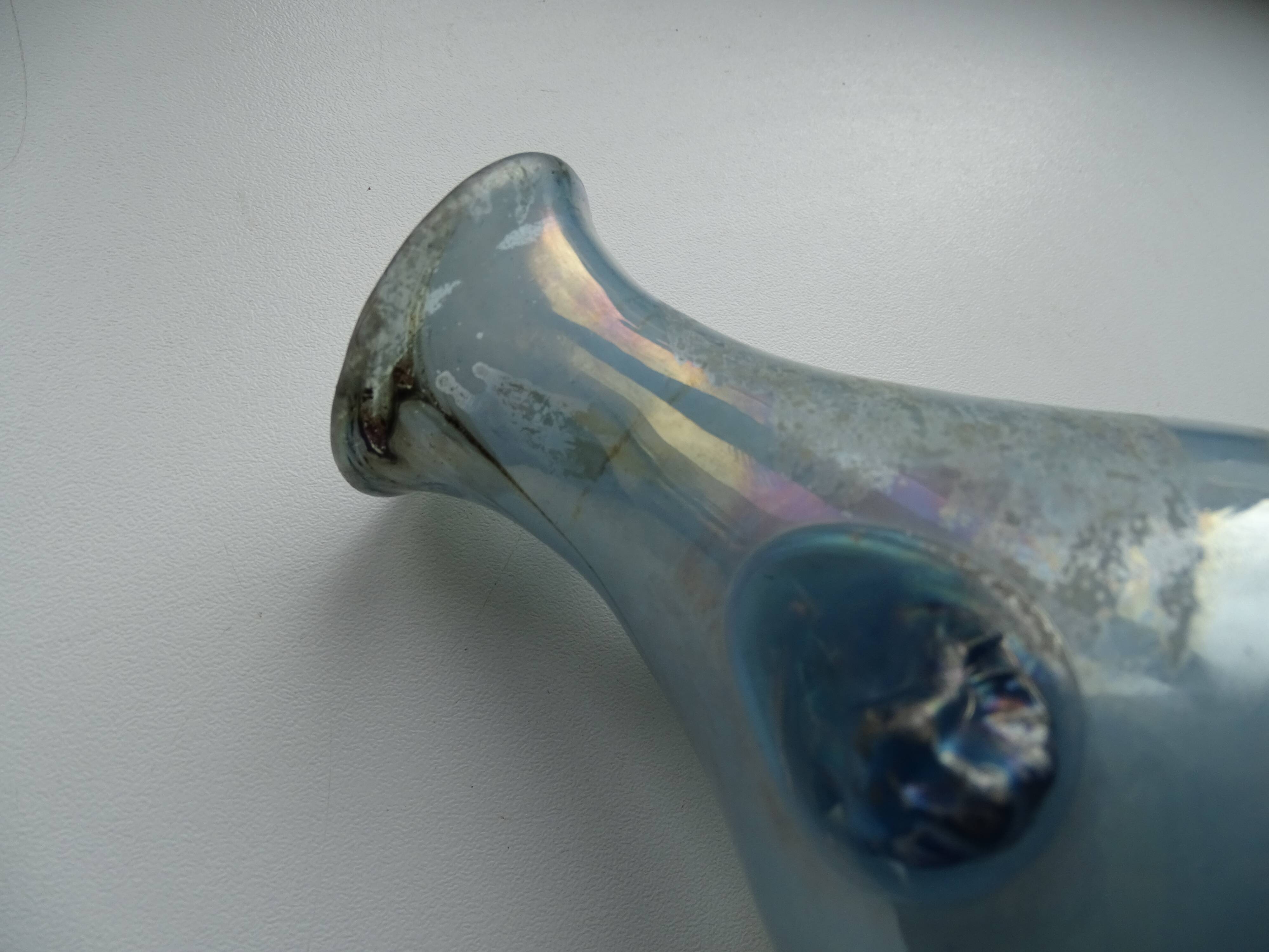 Vase with handle Scavo Seguso Vetri D'arte iridescent glass Murano 1950