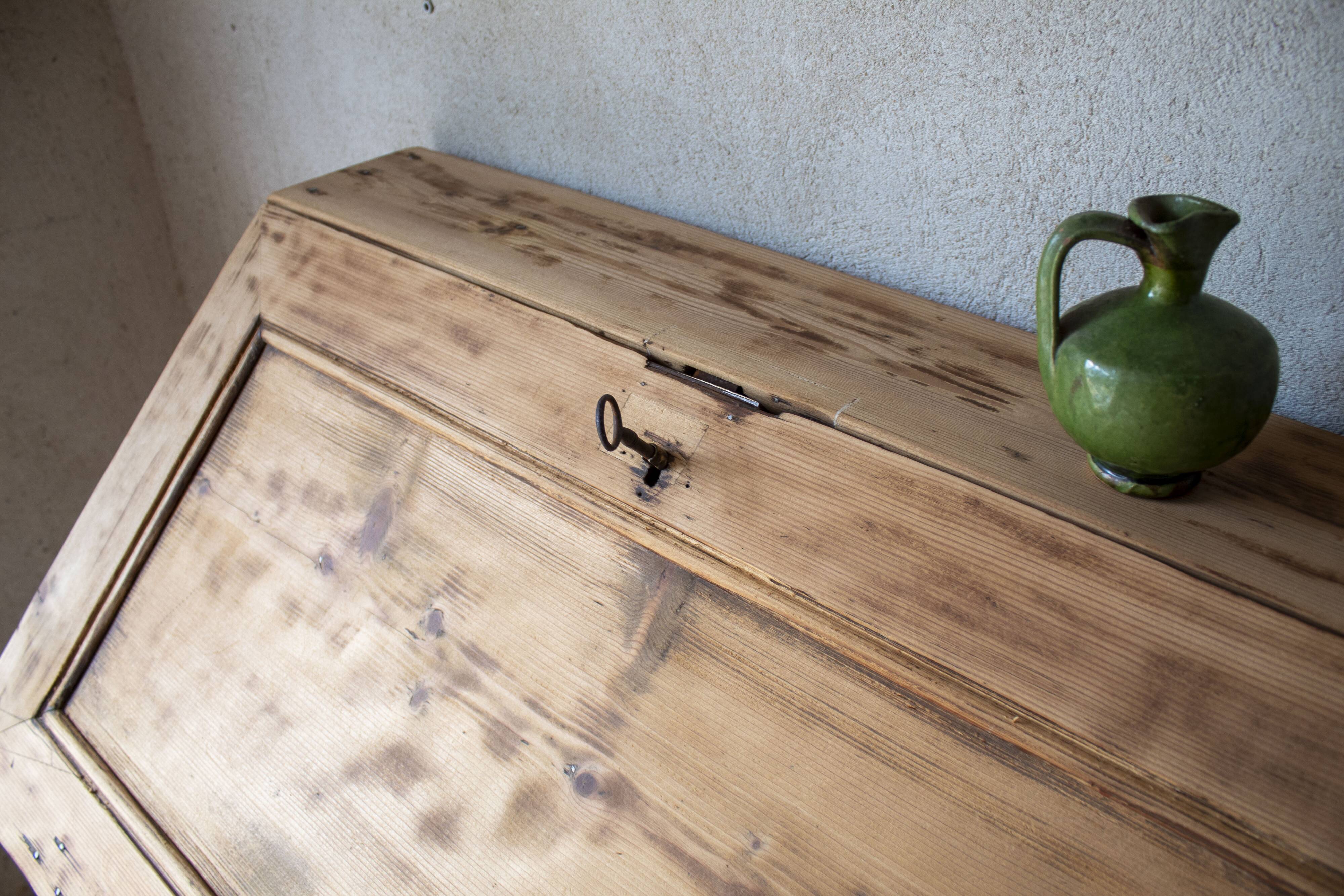 Secrétaire bureau vintage ancien bois massif