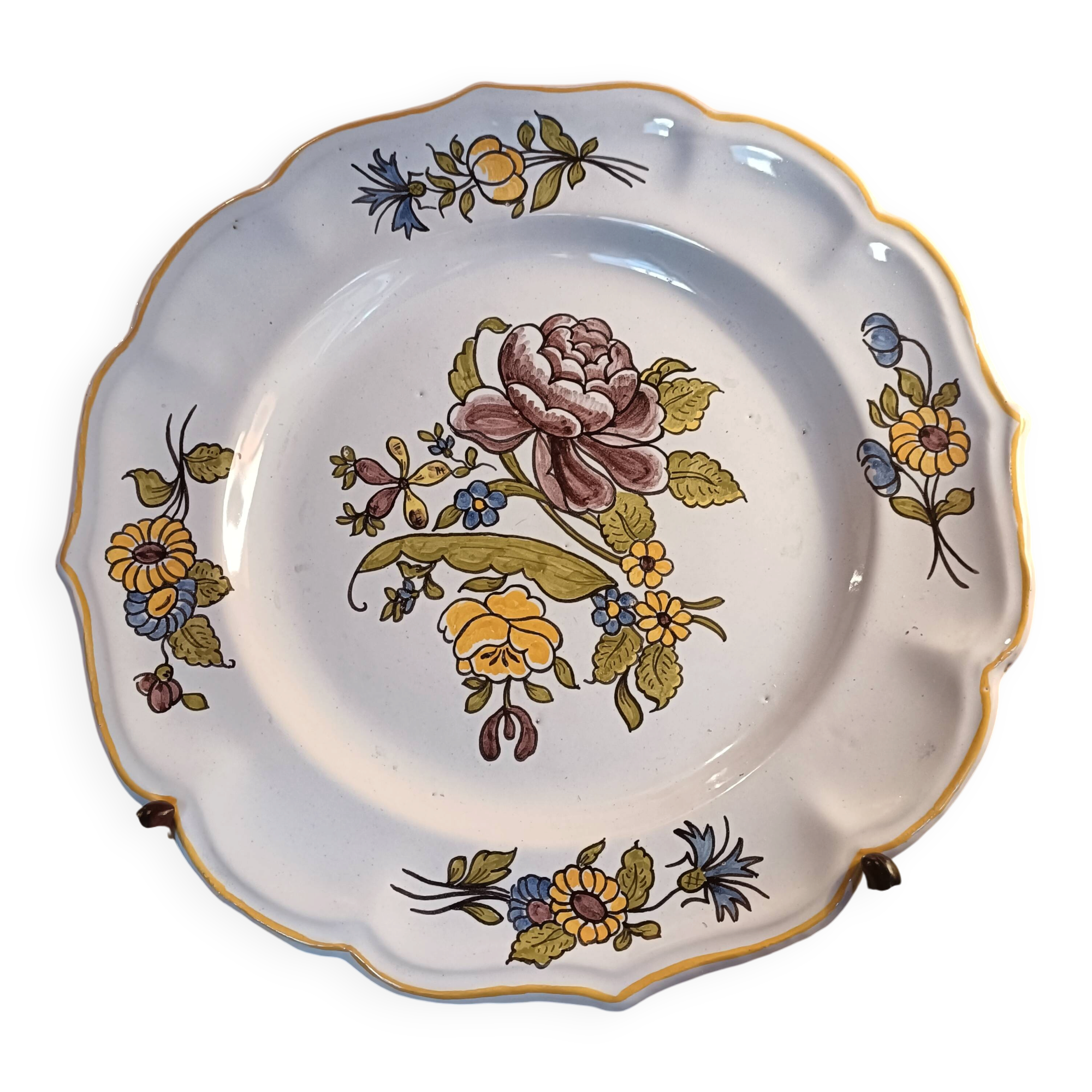 Large antique plate in Meillonnas faience