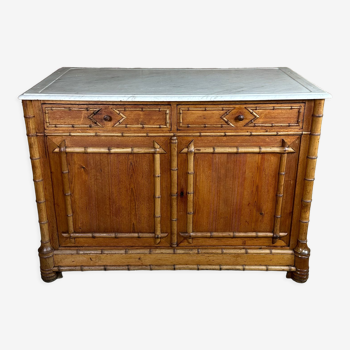 Bamboo-style pine sideboard and marble top early nineteenth century