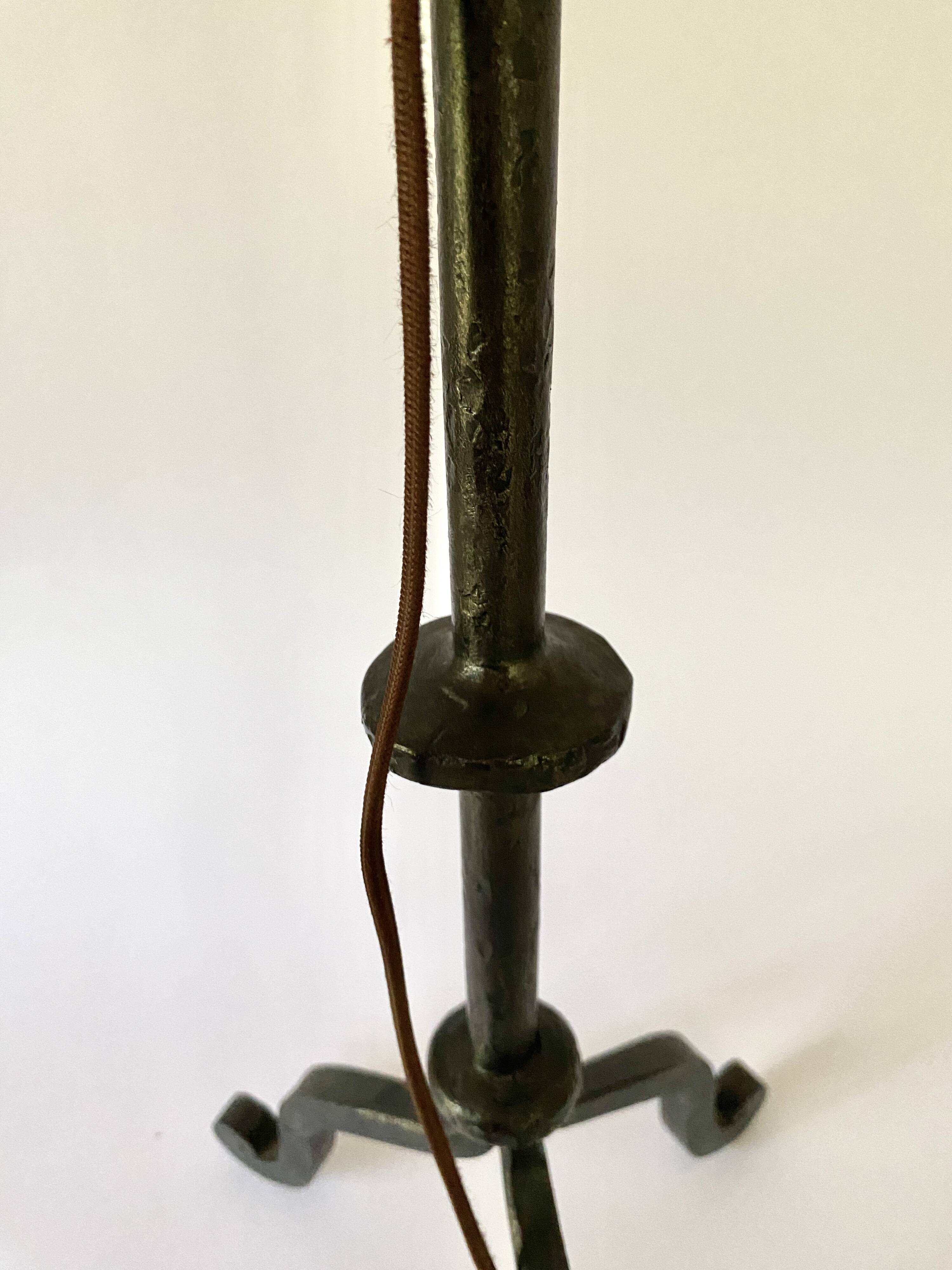 Brutalist wrought iron lamp base