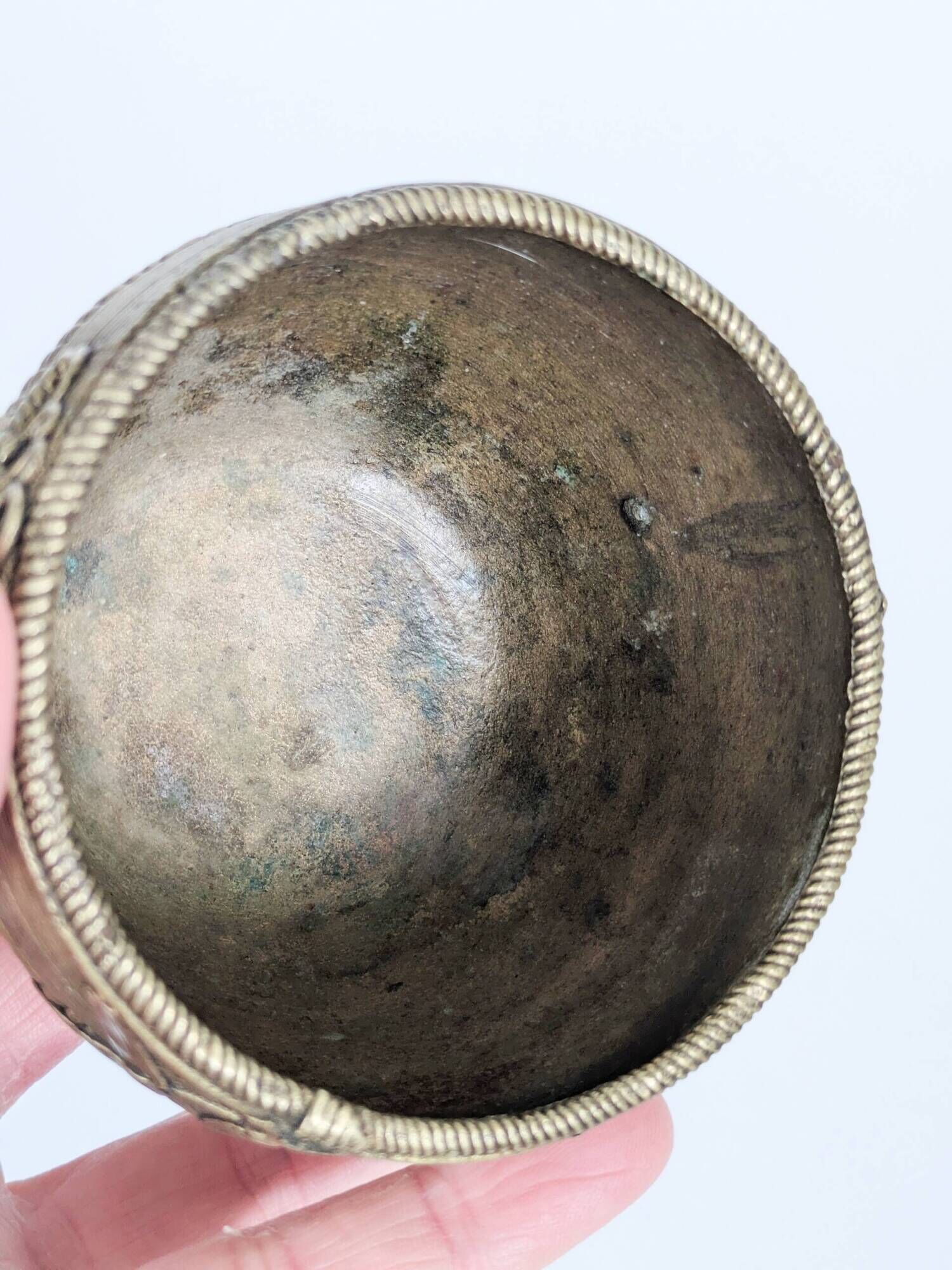 Vintage Brass Bowl Fish Scorpion Woven Texture