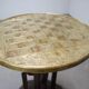 Art Deco chess table from the 1930s with a hand-decorated brass top and a stained oak base.