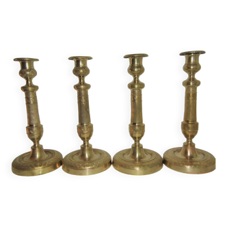 4 brass bronze torch candlesticks 27 cm