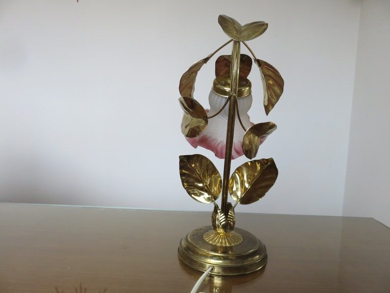 Lamp " flower " in gold metal 70s