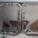 2 rectangular silver-plated metal dishes with an 80s pattern.
