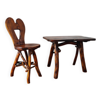 Table et chaise brutaliste vintage