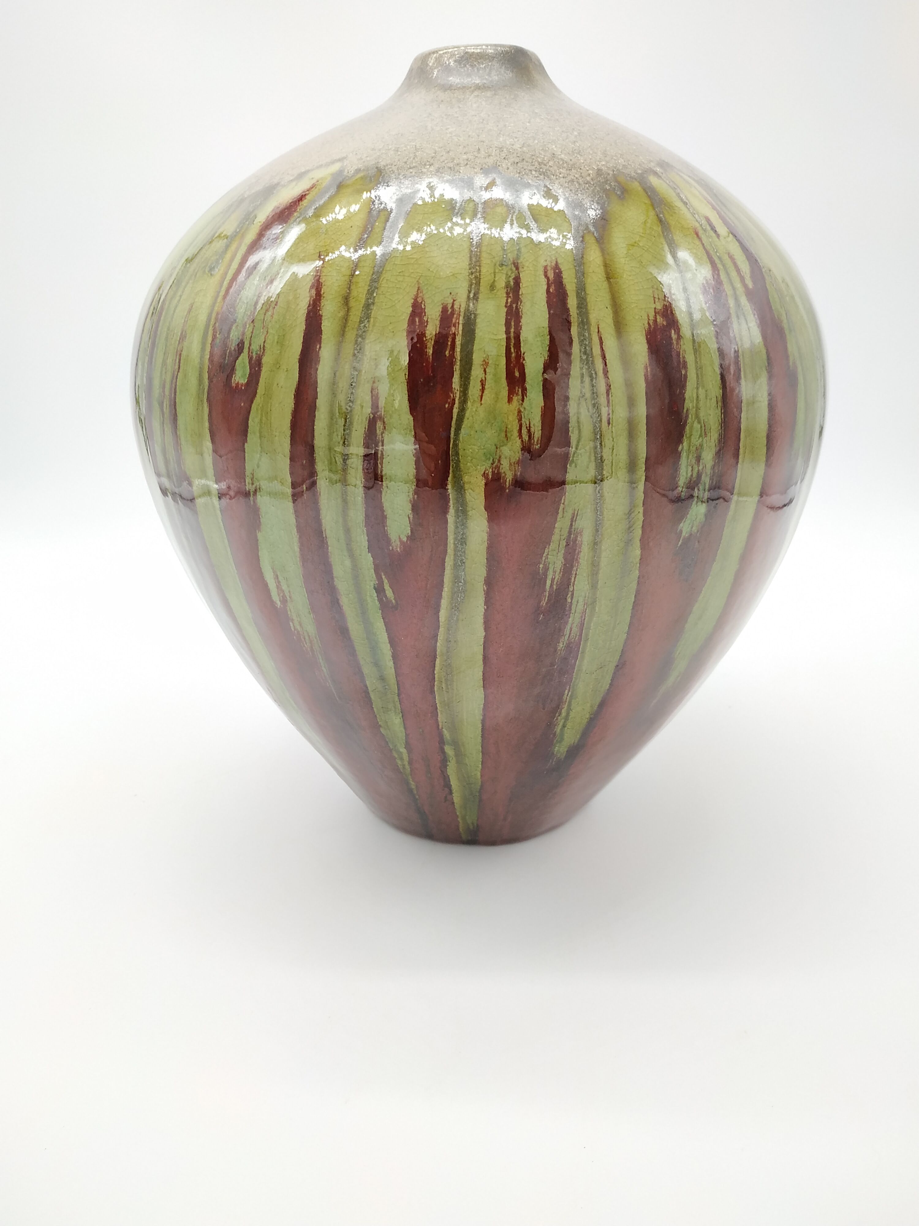 Vase in red and green flamed sandstone 30s
