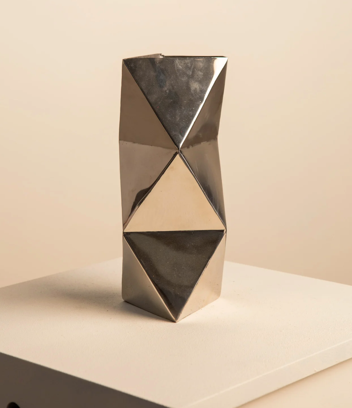 Vase "Origami" metal 70's