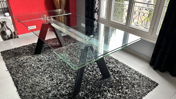 Table rectangulaire en verre Roche et Bobois