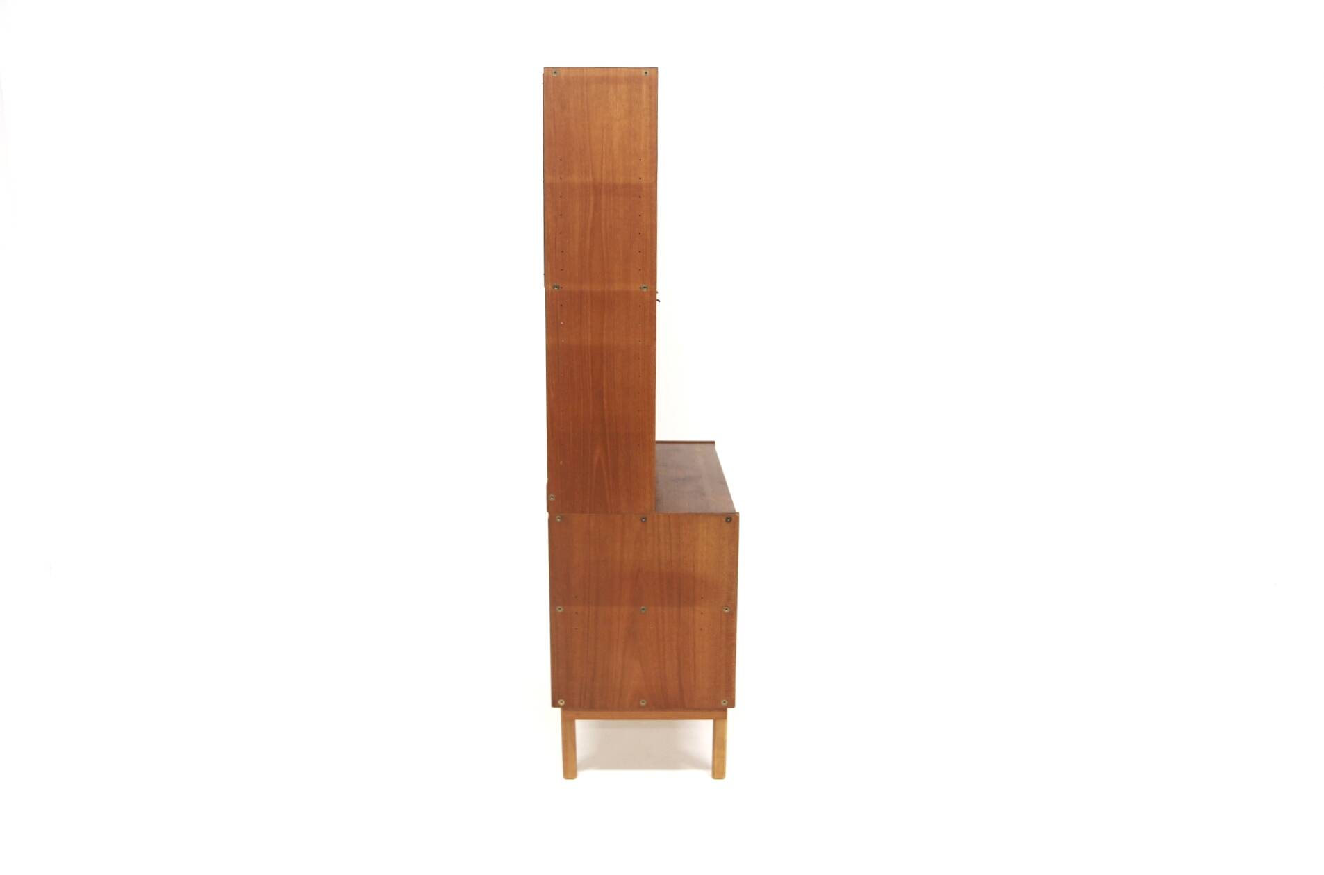 Scandinavian teak and rattan bookcase, Sweden, 1960