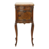 Table de chevet ancienne bombée en marbre Louis XV fin XIXe siècle