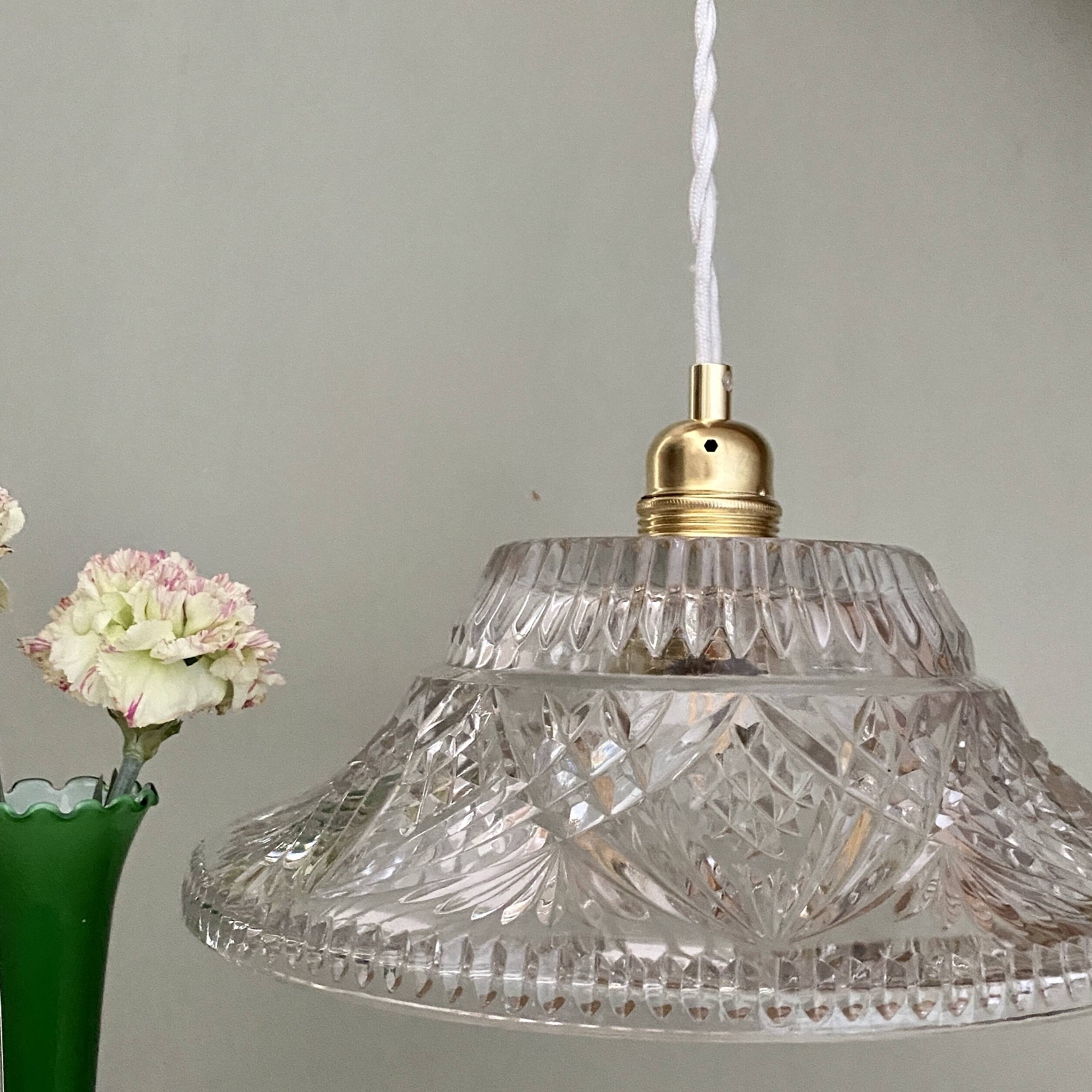 Vintage molded glass lampshade pendant light - tableware collection -