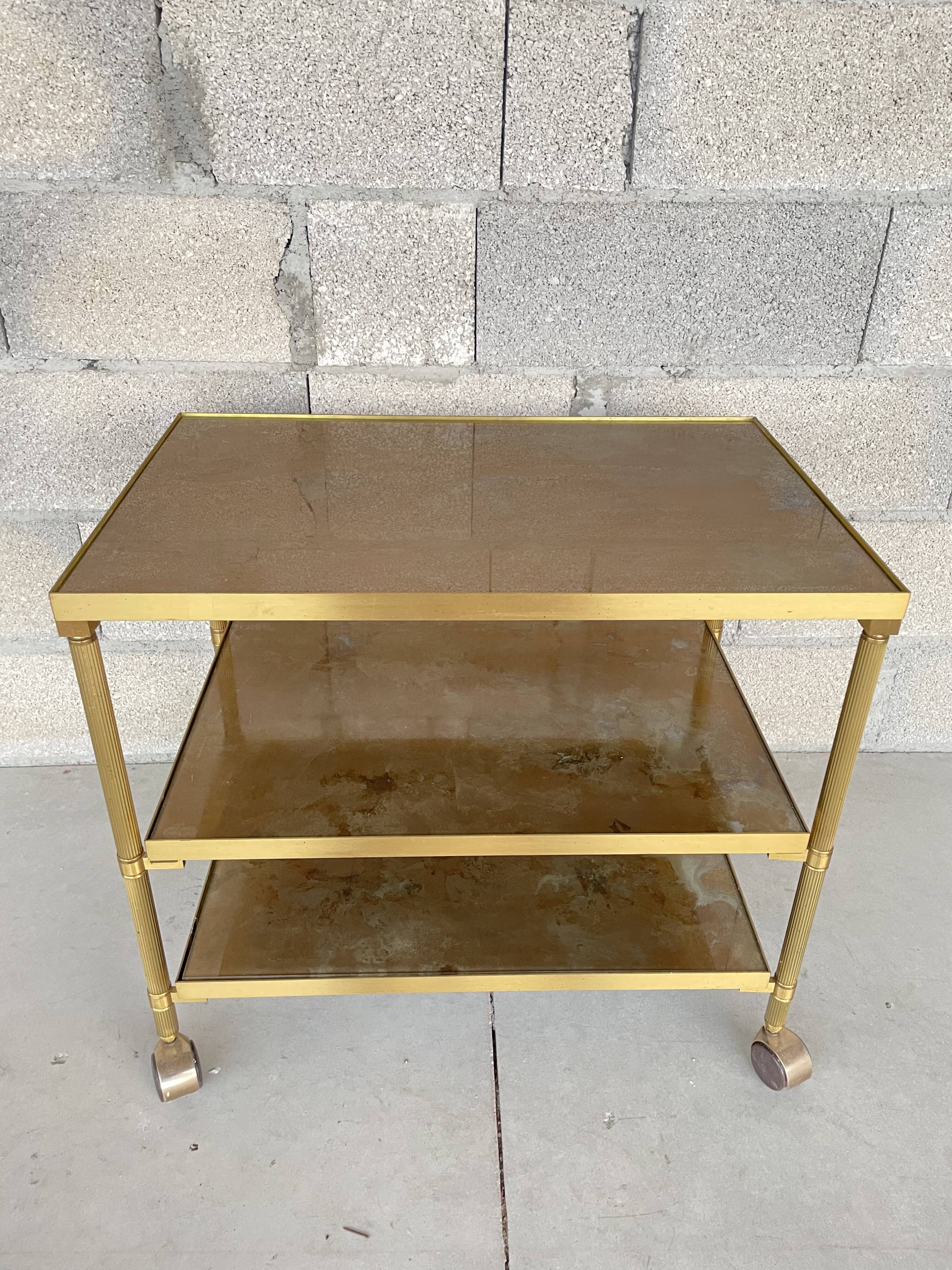 Vintage dessert stand in glass and brass