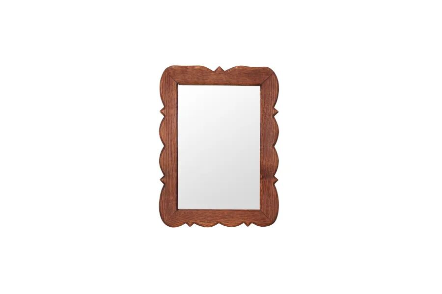 Solid oak mirror with scalloped edge