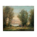 HST painting "The family walk" signed Dervin