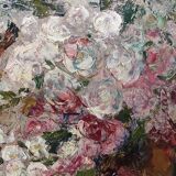 Old Oil Painting On Wood/Bouquet Of Flowers/Still Life