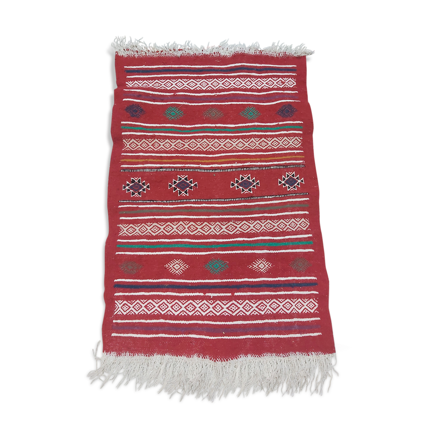 Traditional handmade red carpet 63x95ccm