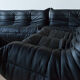 Set Togo leather black model designed by Michel Ducaroy 1973