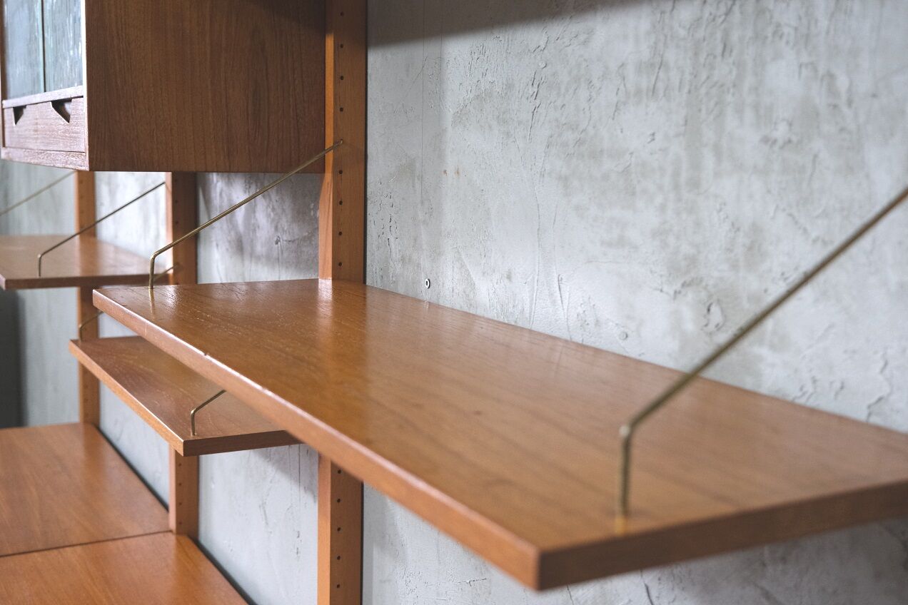 Mid-Century Modular Free Standing  Teak Wall Unit by Kjell Riise for Brodrene Jatogs, Norway, 1960s