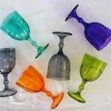 12 grands verres colorés vintage