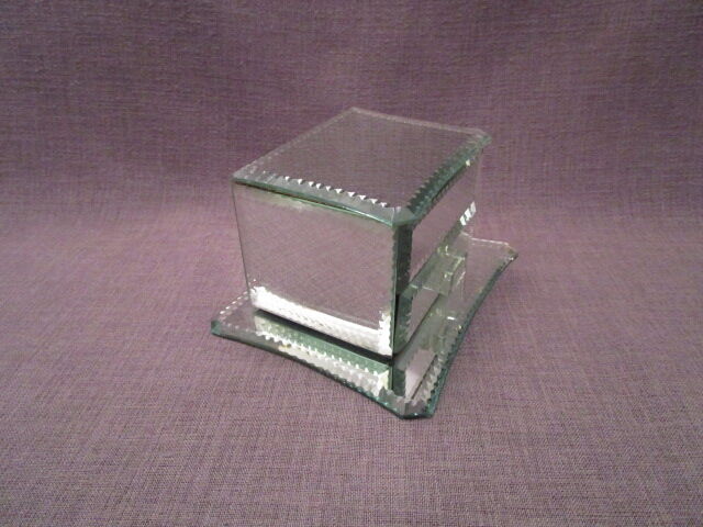 Vintage bevelled antique glass-mirror jewelry box