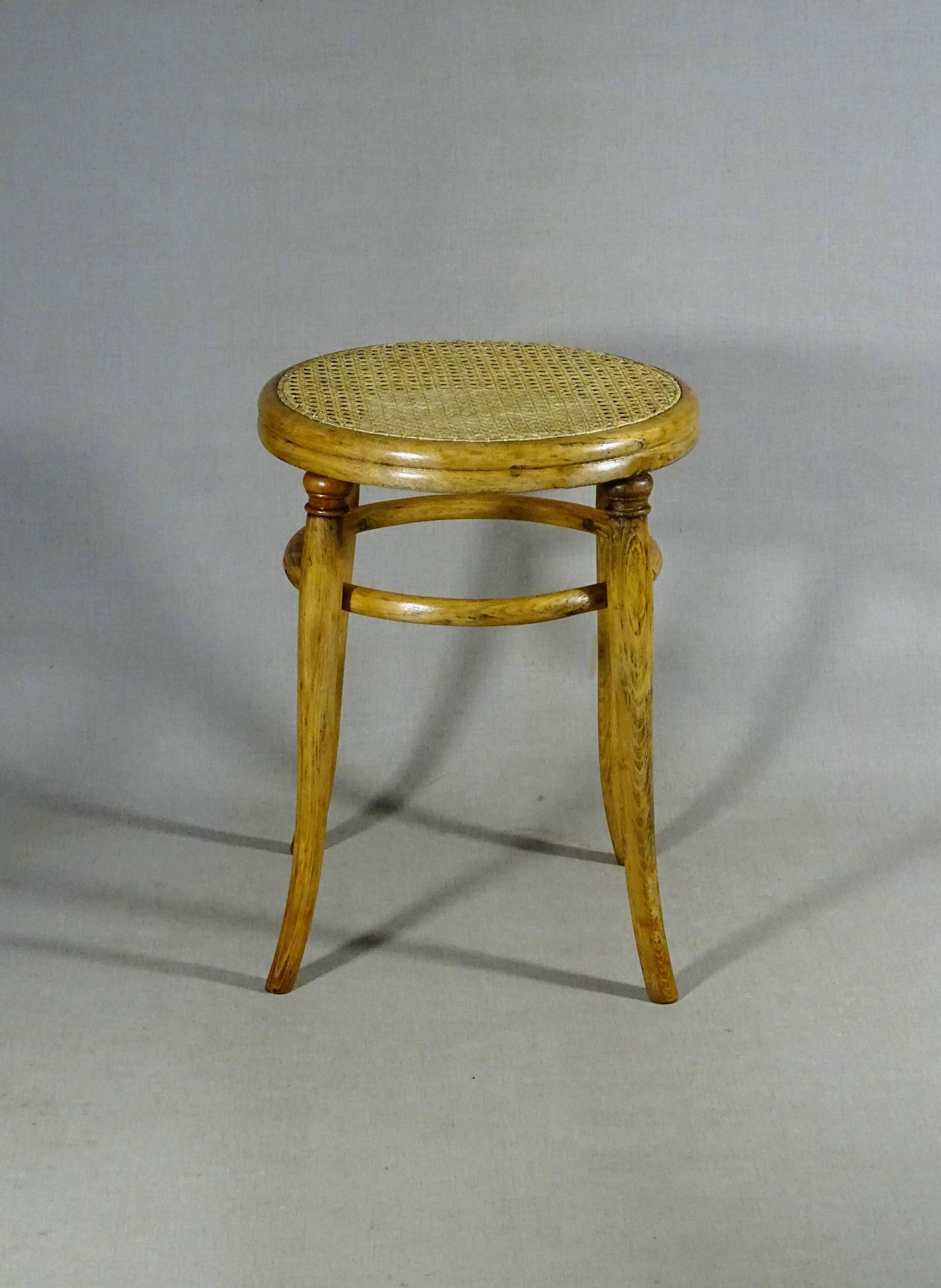 Bistro Stool by Fischel 1890/1900 caned, no Thonet (Height 52 cm)