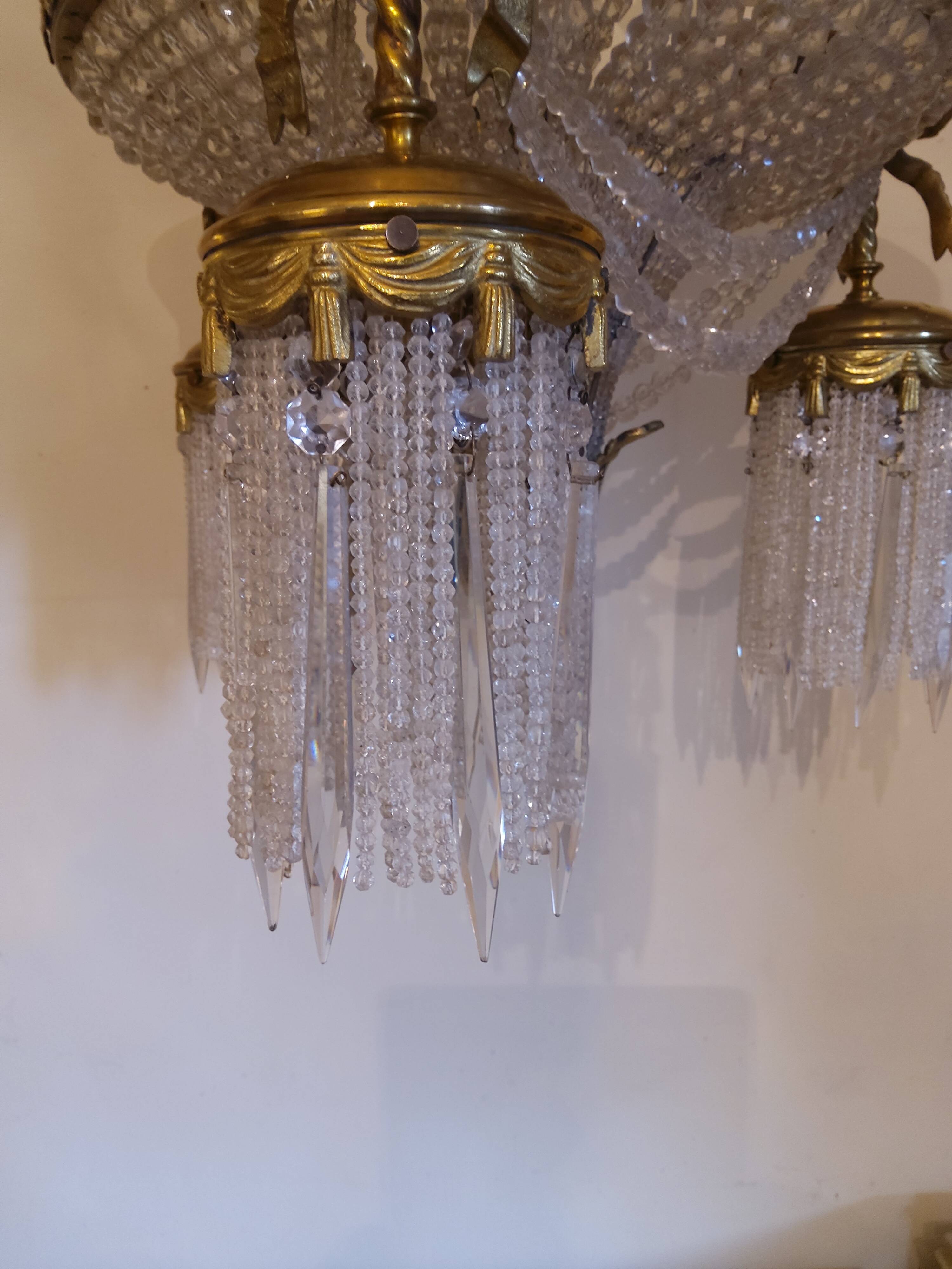 Lustre panier ancien en bronze