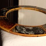 Old vintage round ceramic mirror