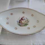 Diamond dish in Limoges porcelain decoration gallant scene