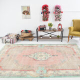 Pink madallion carpet rug 310x199cm