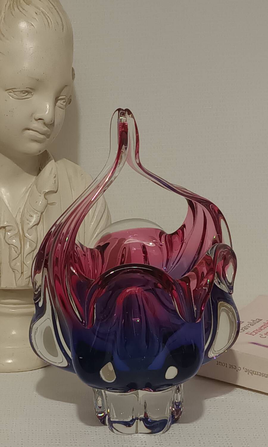 Czech Art glass trinket dish, mid-20th century