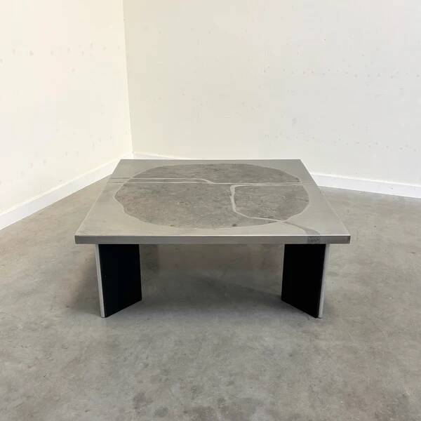 Heinz Lilienthal etched stainless steel coffee table, 1970s