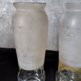 Ancien : paires de vase en verre pâte de verre peint