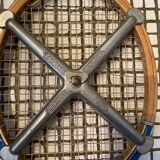 Vintage Zephir wooden tennis racket with metal protection