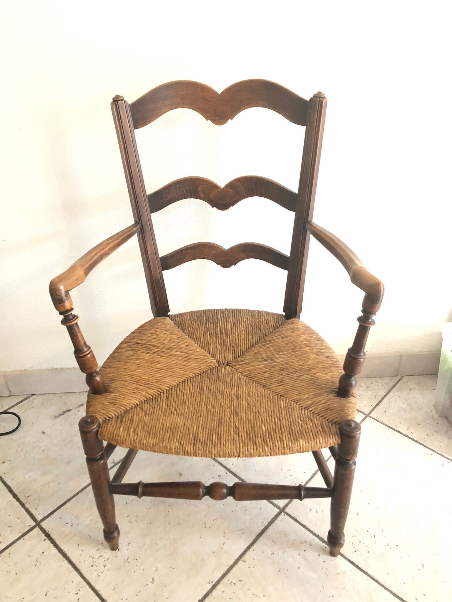 Fauteuil paillé fin XIX