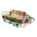 Vintage French asparagus serving tray in Majolica
