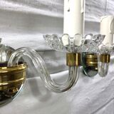 Paire d'appliques verre et cristal