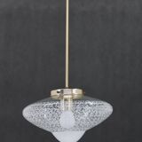 1970s Glass and Brass Pendant , Czechoslovakia