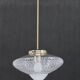 1970s Glass and Brass Pendant , Czechoslovakia
