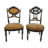 Fausse paire de chaises Napoléon III bois noirci et or