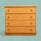 Dresser and its bedside table in cane rattan and vintage oak from the 1970s.