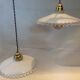 Duo of hanging lamps in opaline