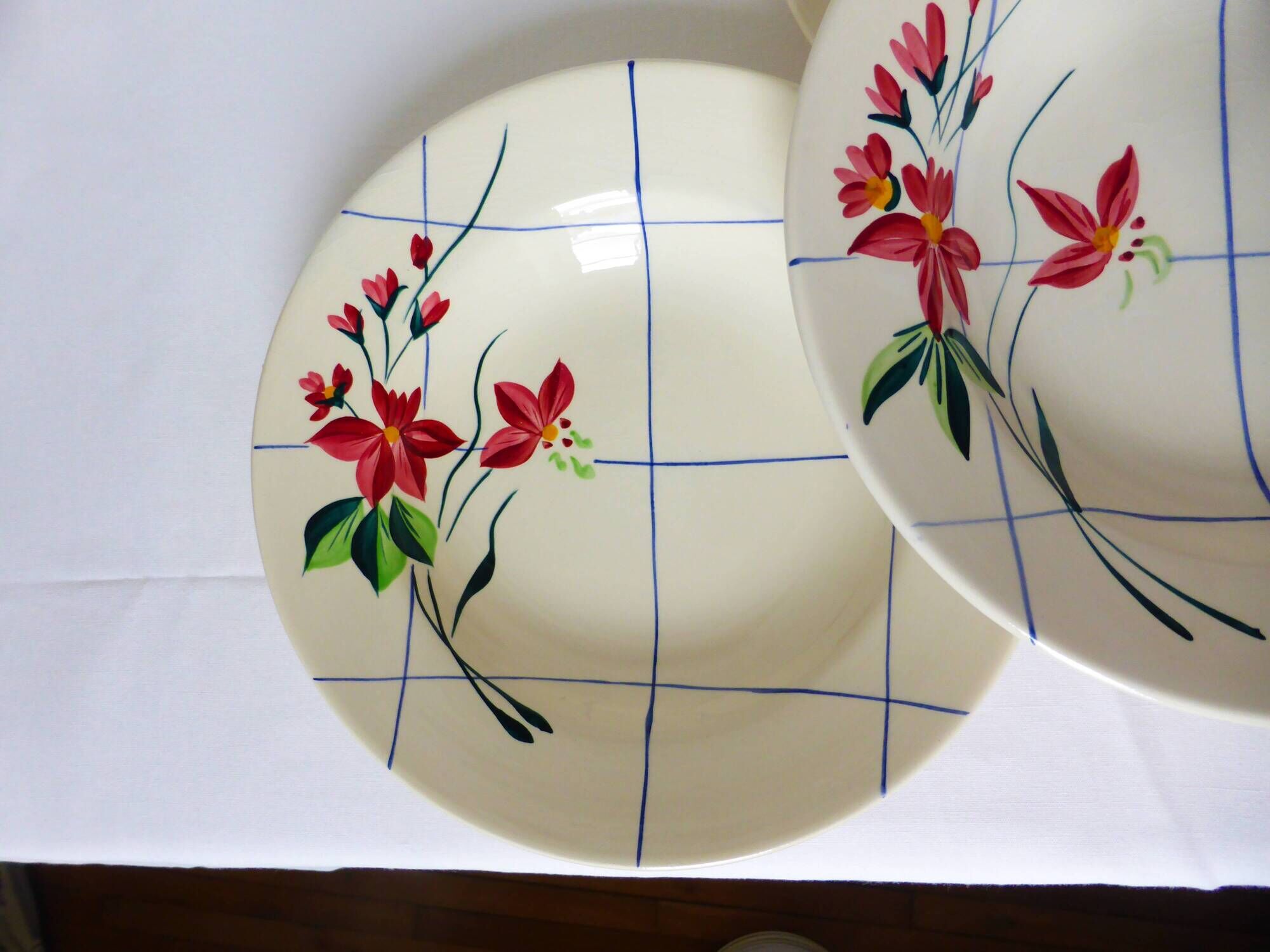 4 vintage Niderviller soup plates, Saumur model 220502