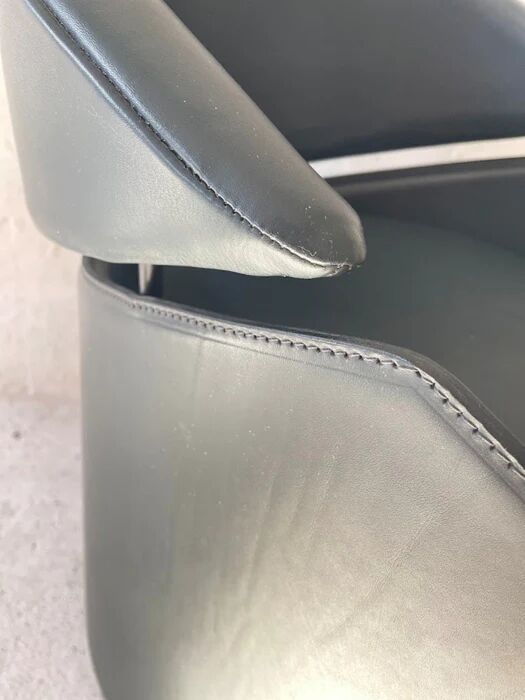 Italian leather armchair on casters by Matteo Grassi, 1990s