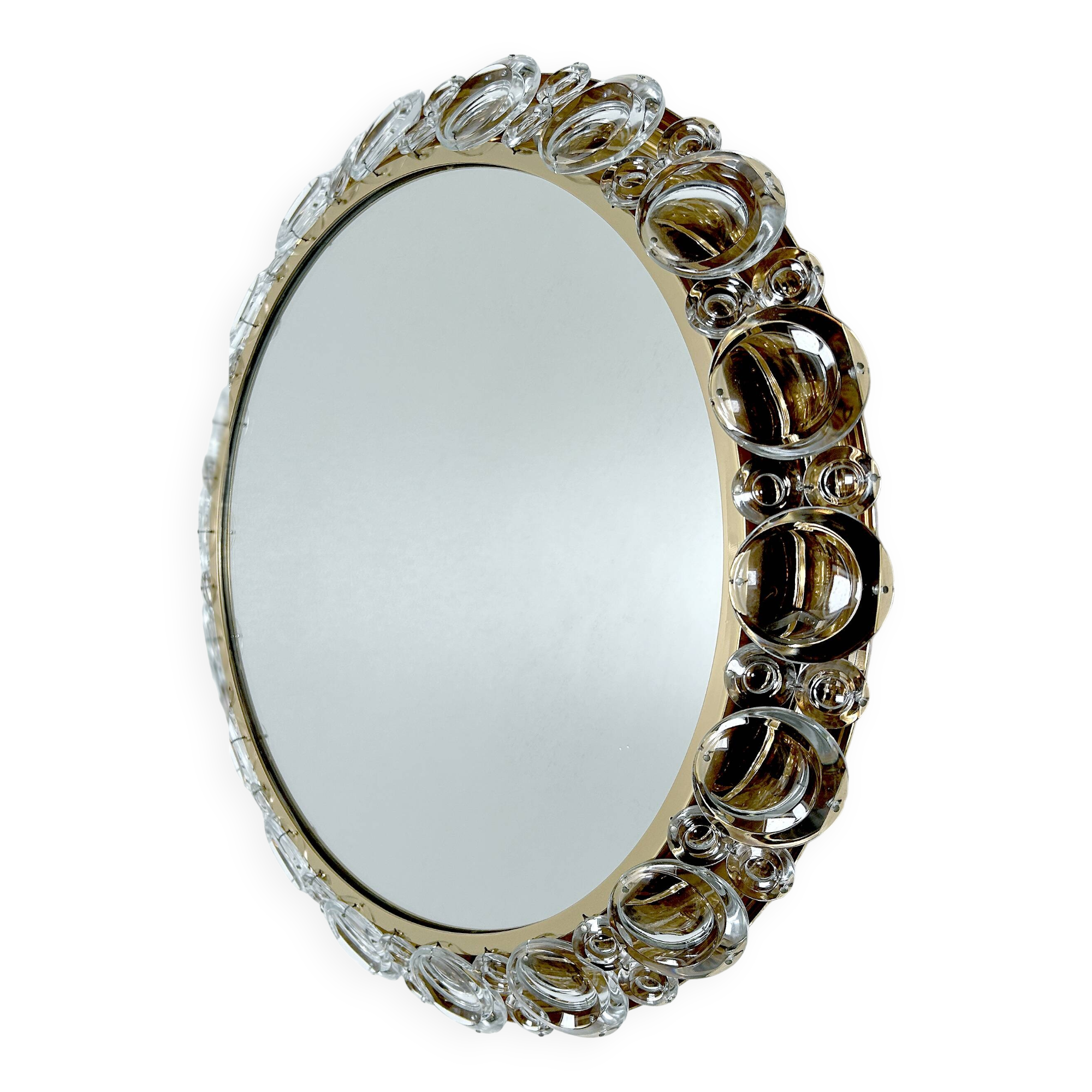 Large Vintage Luxury Crystal Brass Witch Mirror